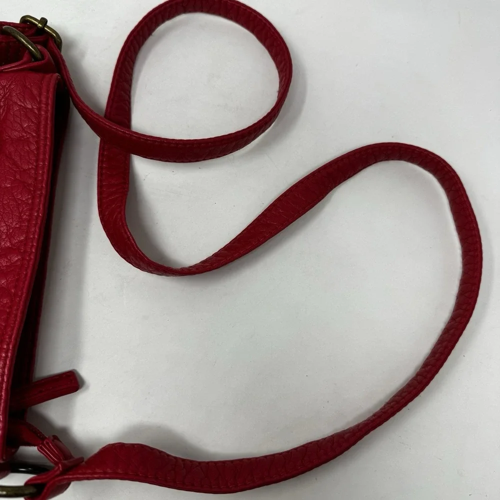 Ampere Creations Willa Red Crossbody Soft Vegan Leather Bag Zip Closure